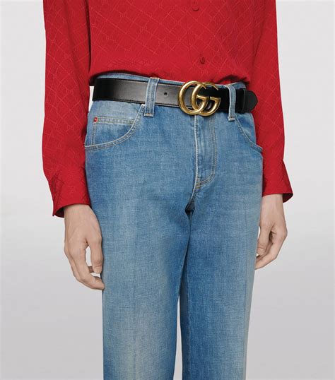 gg marmont crystal buckle leather belt gucci|gucci marmont belt men.